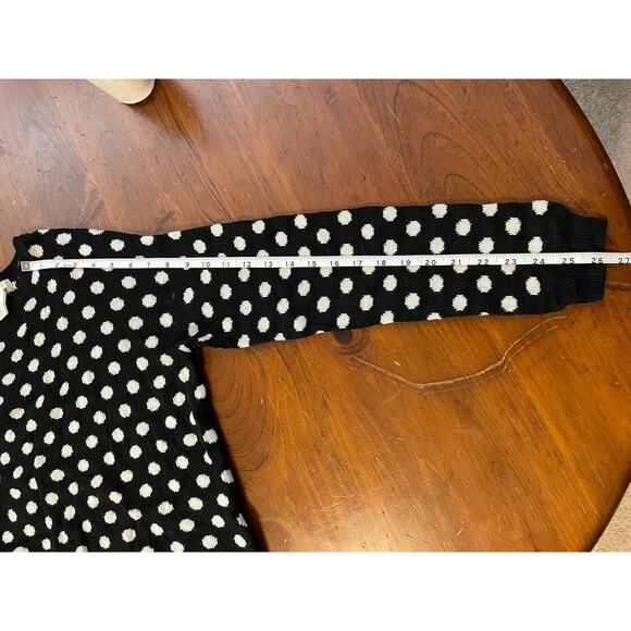 H&M Womens Medium Sweater Black and White Polka Dot Long Sleeve Back 1/4 Zipper - Picture 8 of 8